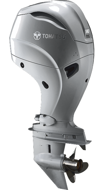 Tohatsu MFS140A four-stroke outboard motor, front view