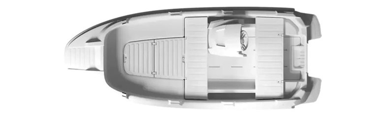 Hydra 450 deck plan, seen from above with the bow to the left