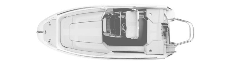Hydra 460 deck plan, seen from above with the bow to the left