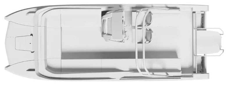 Korkyra 650 deck plan, seen from above with the bow to the left