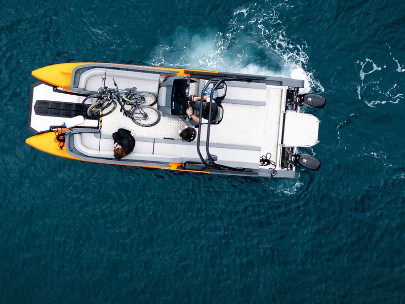 Korkyra 650 carrying bicycles on its open deck