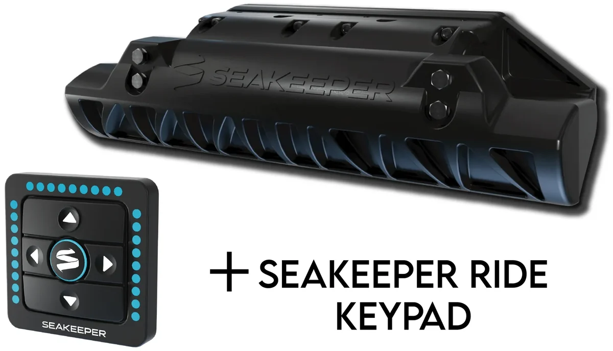 A Seakeeper Ride controller alongside the Seakeeper Ride keypad.